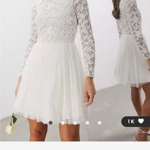 ASOS EDITION Arabella embellished bodice mini wedding dress with mesh skirt